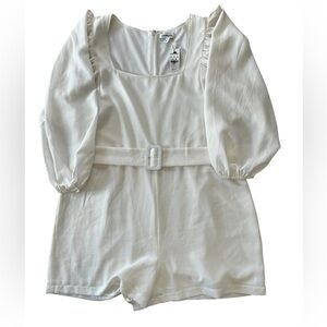 NWT Express Belted Square Neck Balloon Sleeve Romper